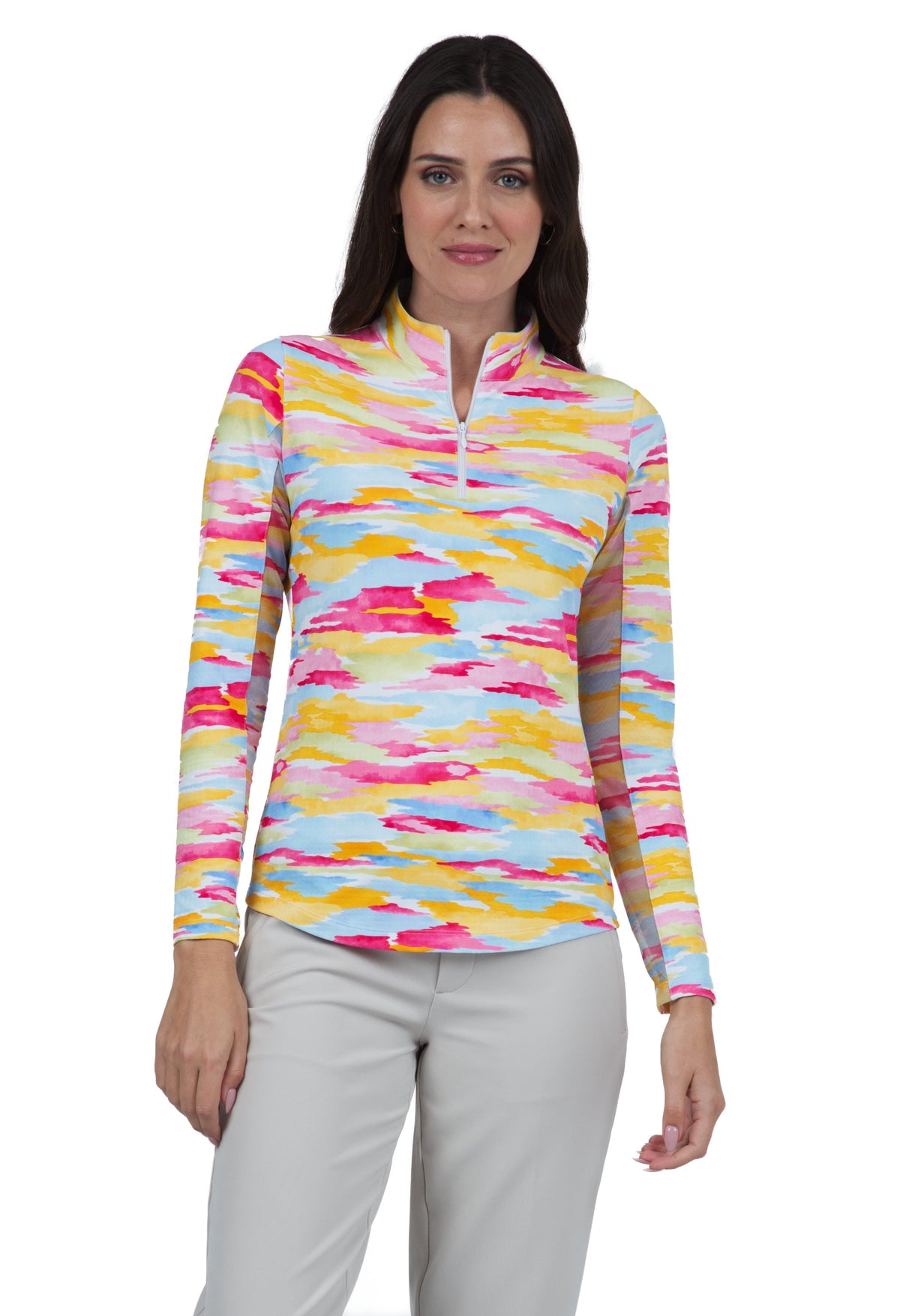 Jessie Print Long Sleeve Mock Neck Top – 10867