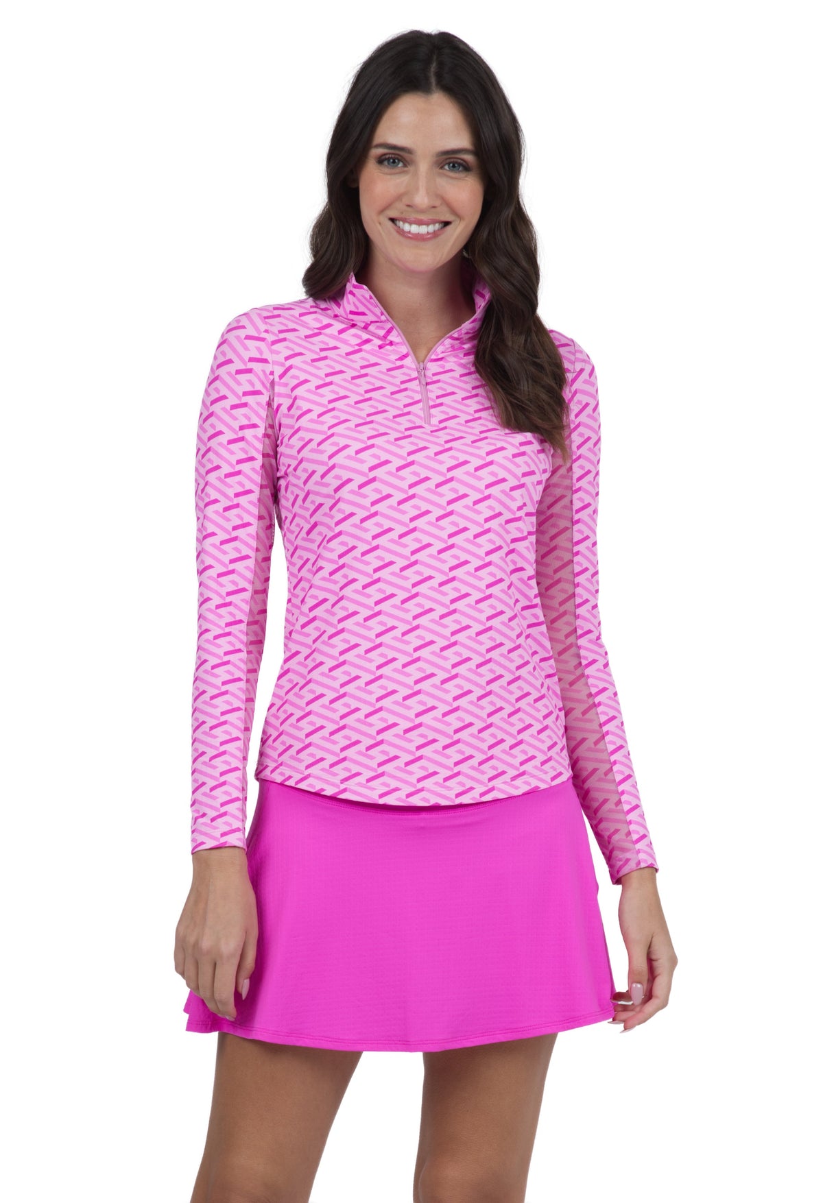 Fatima Print Long Sleeve Mock Neck Top – 10870