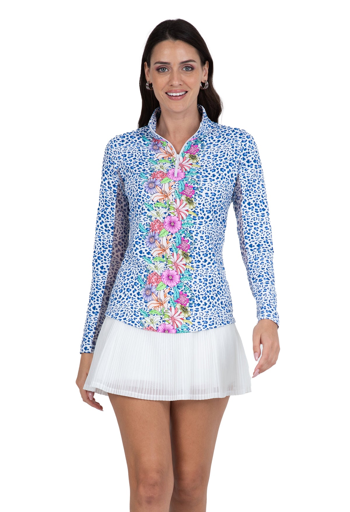 Carrie Print Long Sleeve Mock Neck Top – 10872
