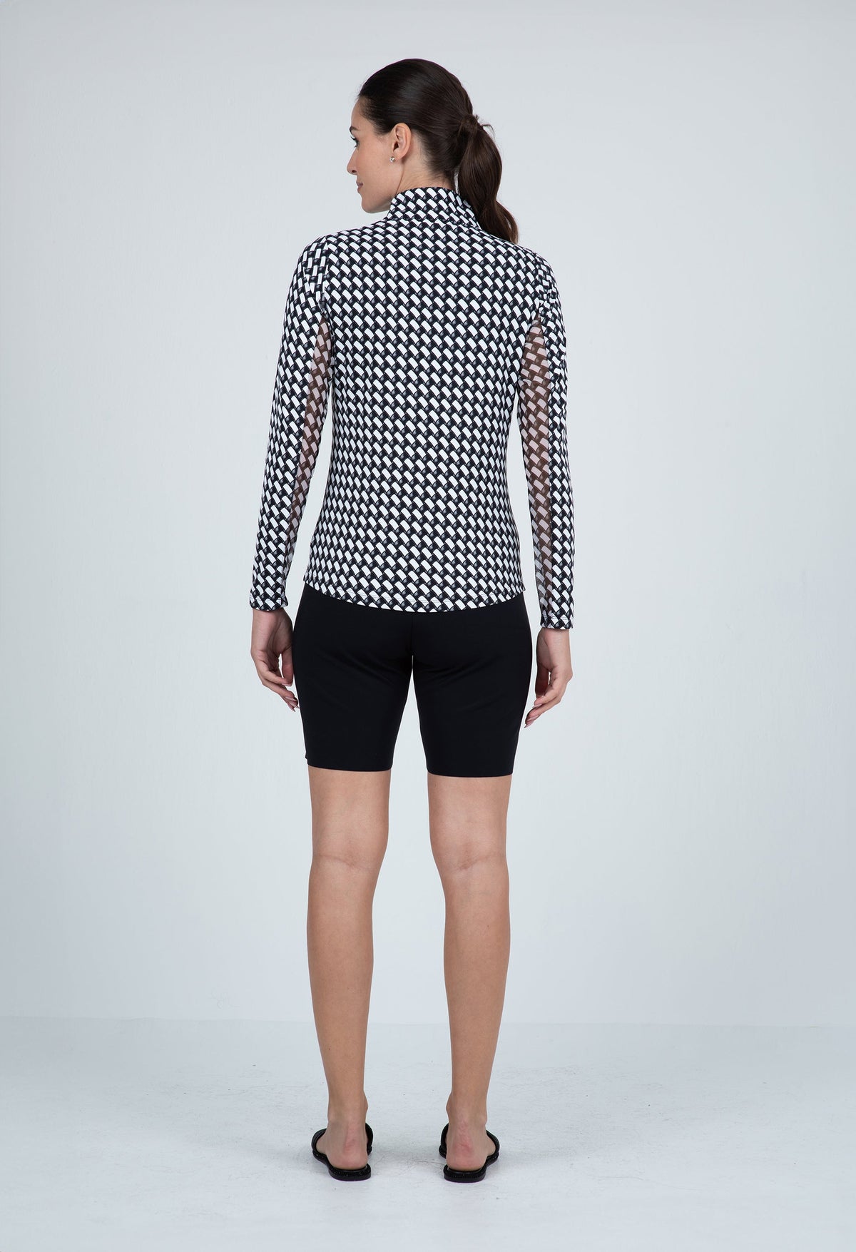 Brooke Print Long Sleeve Mock Neck Top – 10875