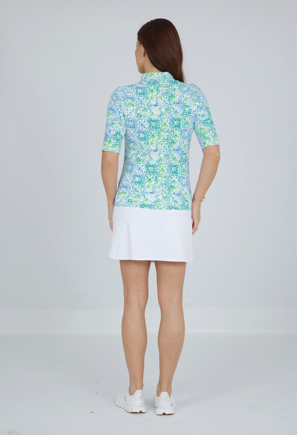 Kathy Print Ruched Elbow Length Sleeve Top – 41871