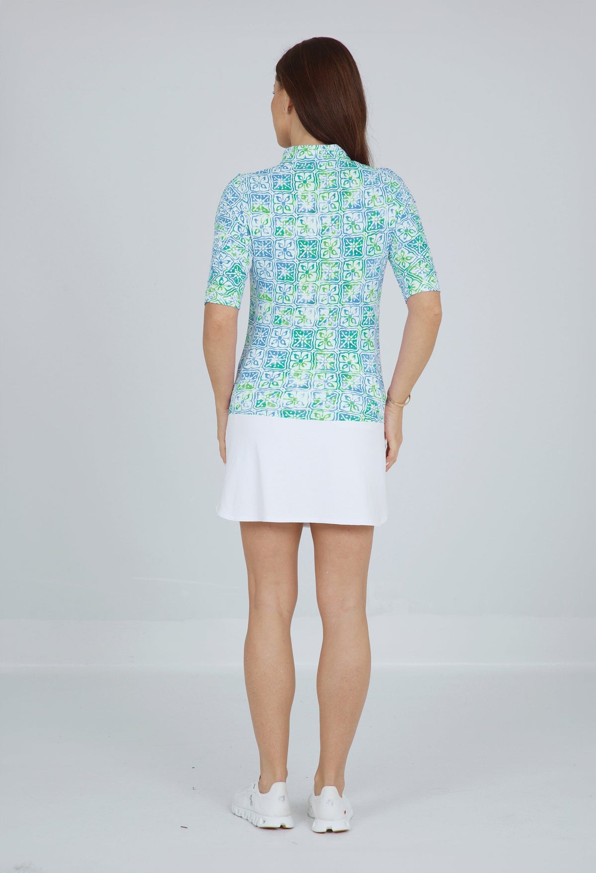 Kathy Print Ruched Elbow Length Sleeve Top – 41871