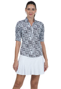 Kathy Print Ruched Elbow Length Sleeve Top – 41871